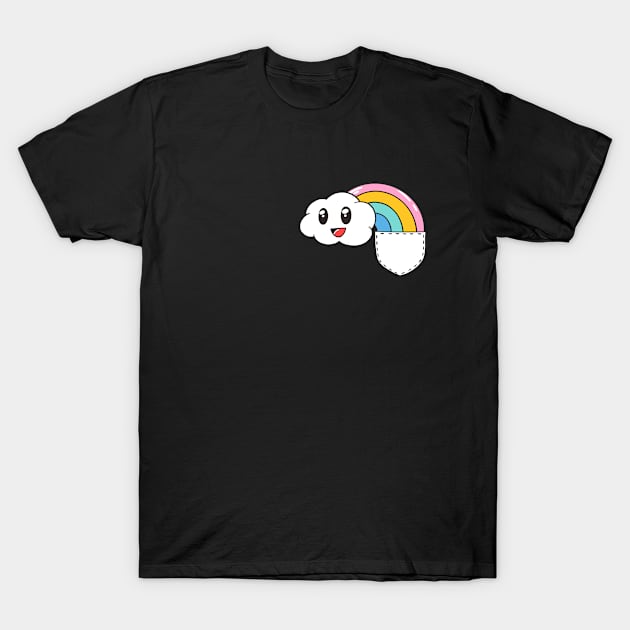 Pocket Rainbow Kawaii Cloud Cute Funny T-Shirt by Foxxy Merch